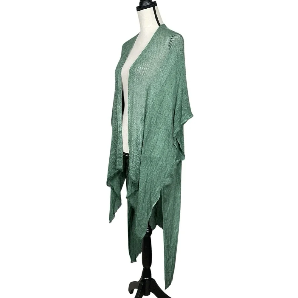 Boho Sheer Green Lightweight Open Front‎ Cardigan Womens OS Wrap Beach Festival